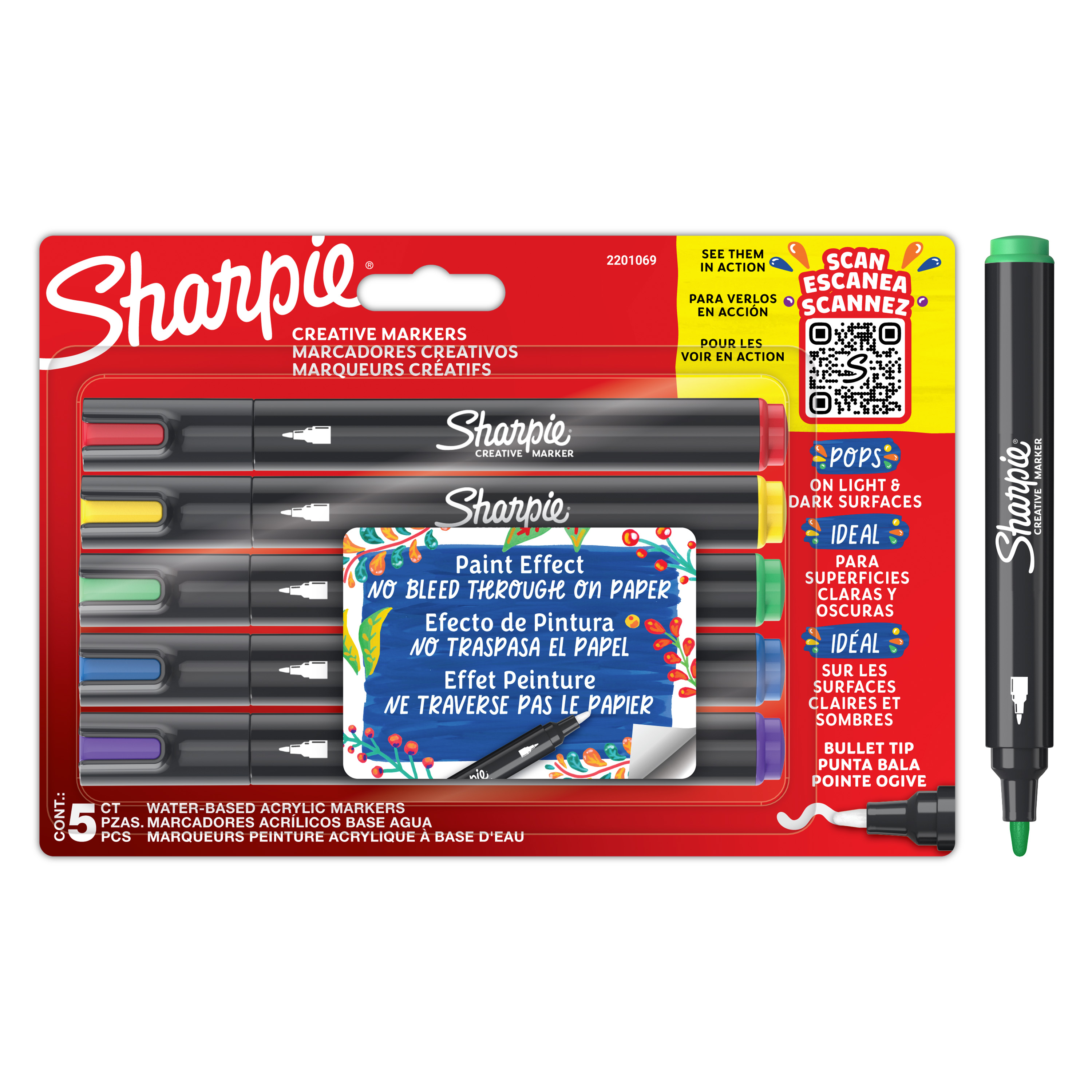 Sharpie Blue, Green, Purple, Red, Yellow Paint Marker Pen for use with Metal, Ceramic, Glass, Concrete, Wood Fabrics,