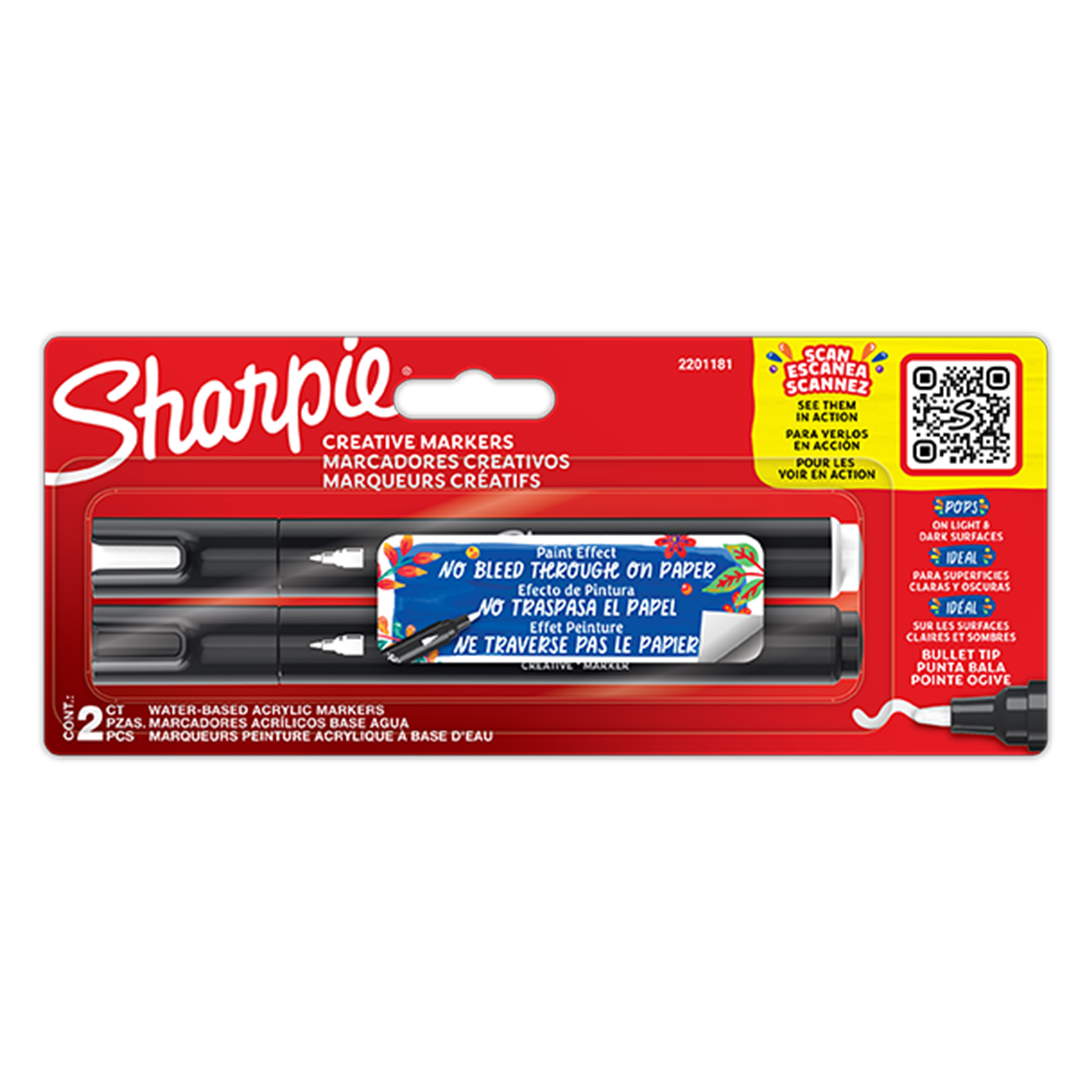 Sharpie Black, White 2.5 mm Paint Marker Pen for use with Stone, Paper, Glass, Leather, Metal, Ceramic, Concrete, Wood