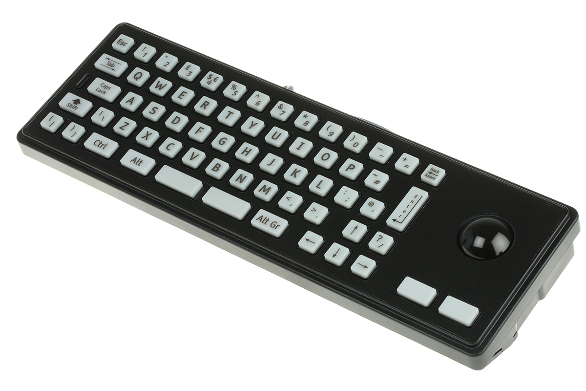 Storm Wired USB, PS2 Compact Trackball Keyboard, QWERTY (UK), Black