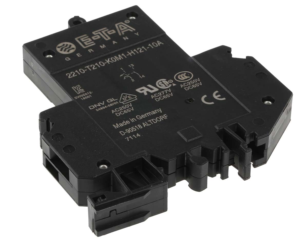 ETA 2210 Thermal Circuit Breaker - 1-Pole, DIN Rail, 10A Current Rating, 25 A, 480V ac, 65 V dc