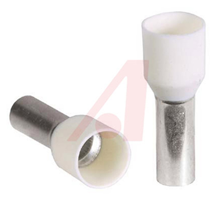 Altech Insulated Crimp Bootlace Ferrule, 12 mm Pin Length, 4.9 mm Pin Diameter, White from 8 AWG to 8 AWG Wire Size