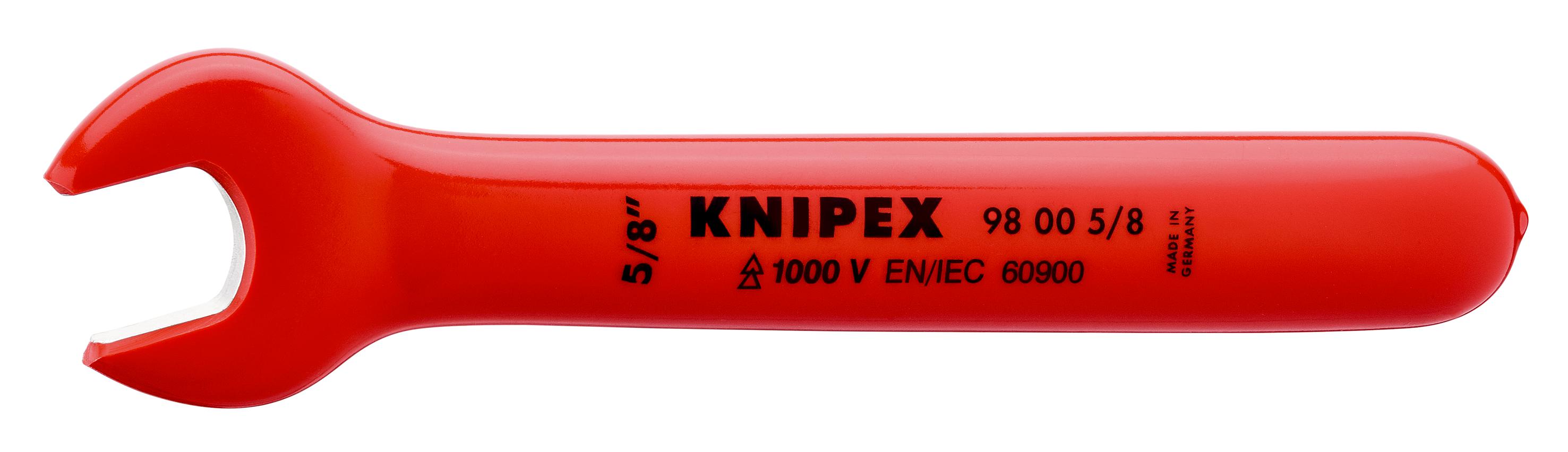 Knipex Open-end Wrench, 5/8in, Imperial, 165.1 mm Overall, VDE/1000V