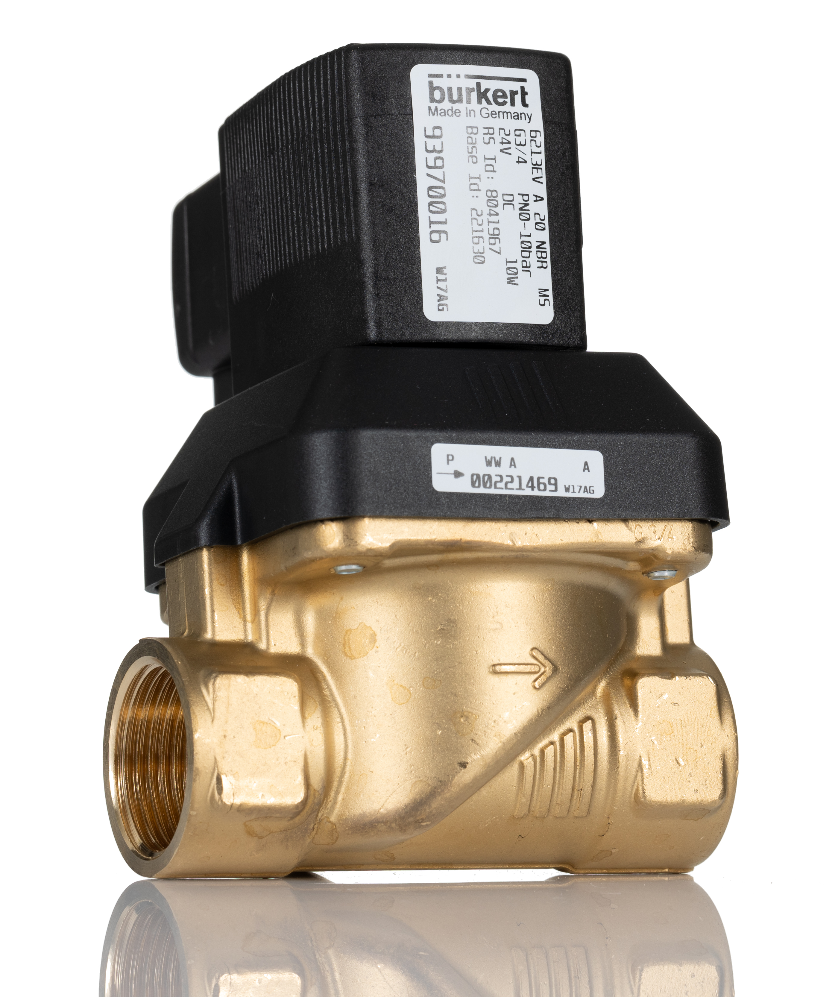 Burkert Solenoid Valve 221630, 2 Port, NC, 24V dc