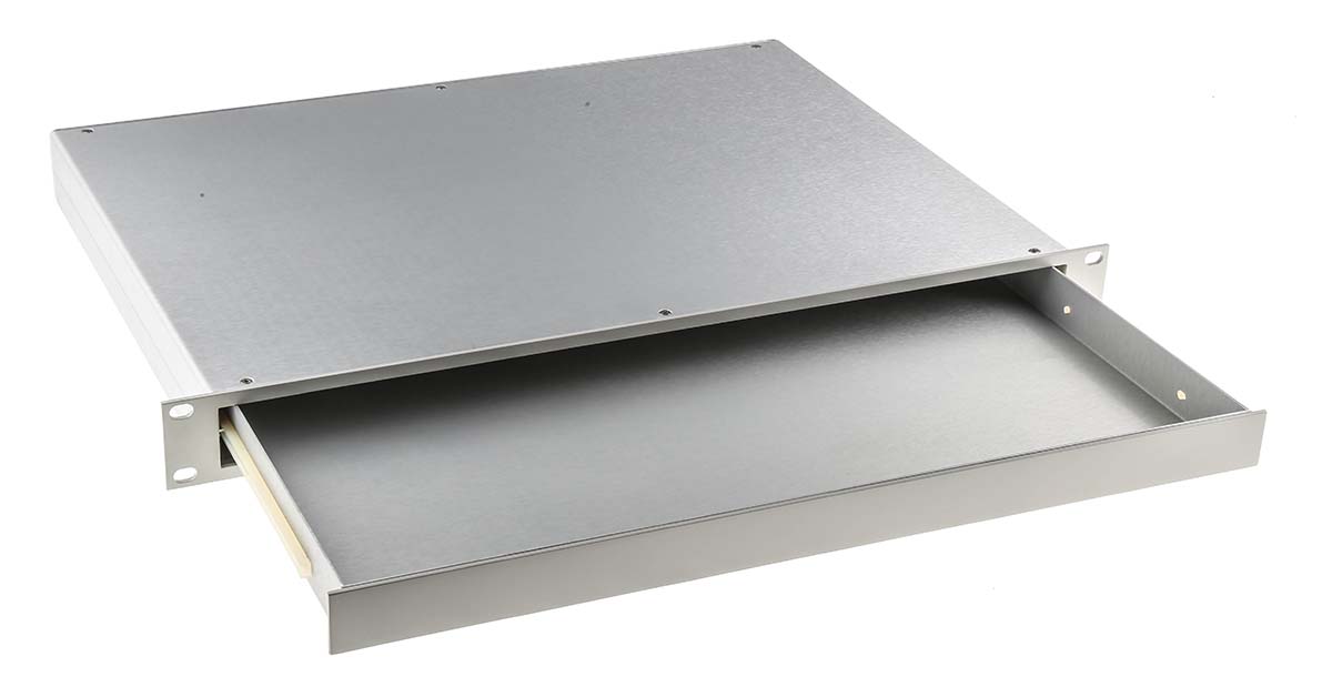223-764 RS PRO Grey Drawer, 1 U, 483mm x 456 mm