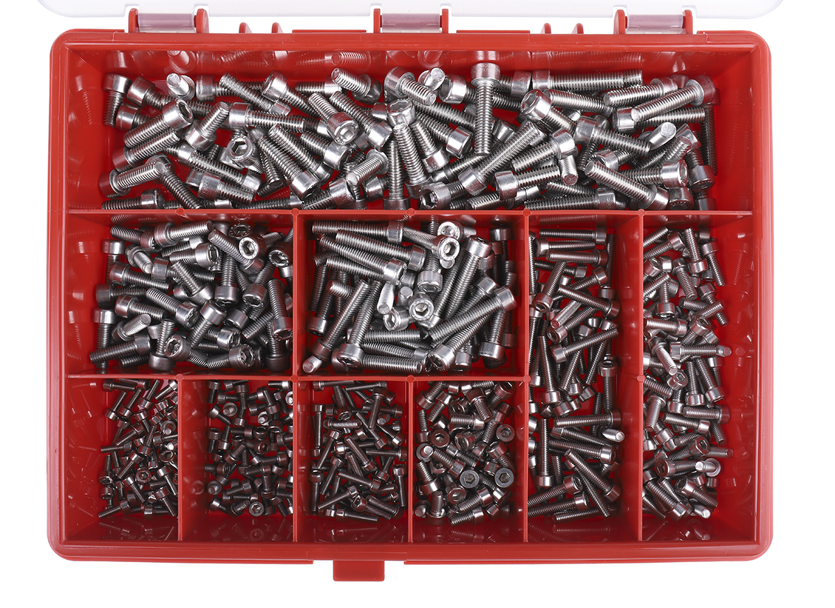 225-3363 RS PRO Stainless Steel 545 Piece Hex Socket Drive Machine Screw Drive Screw/Bolt Kit