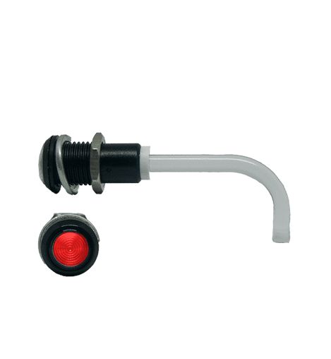 RHD-1100-1500-F9PZR67PR Bivar, Panel Mount Right Angle LED Light Pipe, Red Round Lens