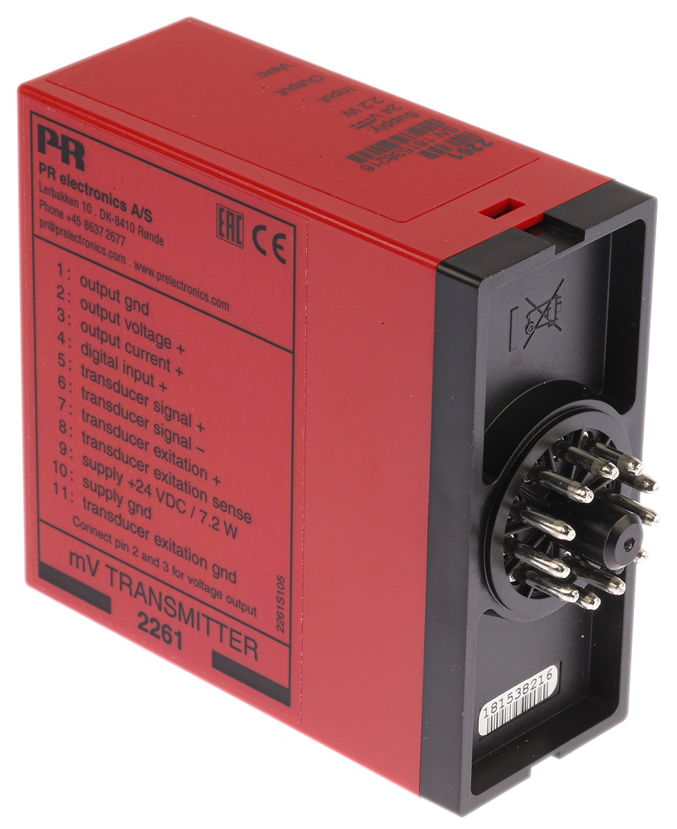 2261 PR Electronics 2 Series Signal Conditioner, Voltage Input, Current Output, 19.2V dc, 28.8 V dc Supply, EAC, IECEx, UL,