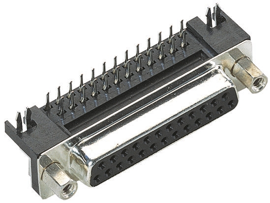 09681637812 HARTING 9 Way Right Angle Through Hole D-sub Connector Plug, 2.77mm Pitch, with 4-40 UNC Threaded Inserts, Boardlocks