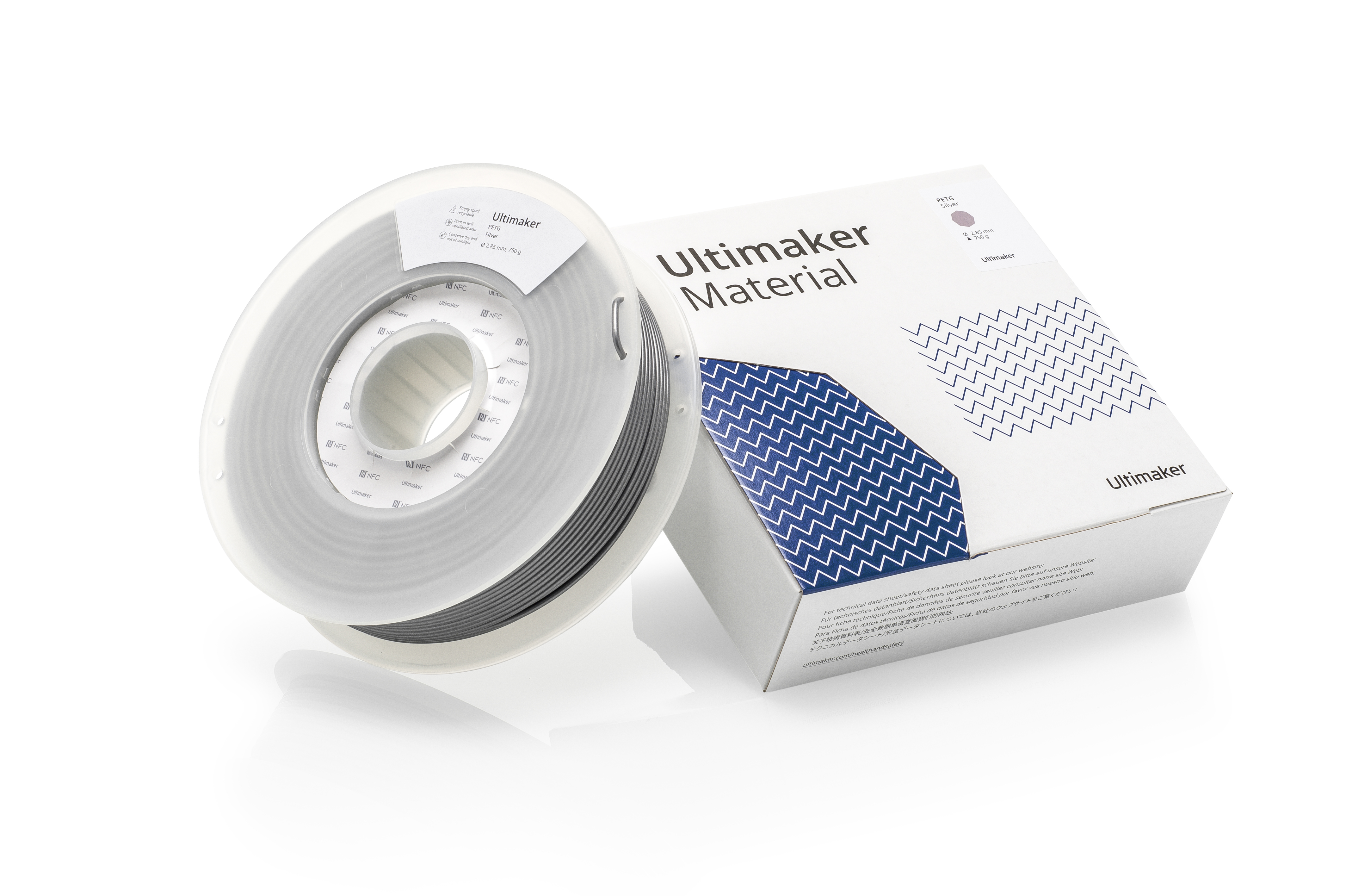 Ultimaker 2.85 mm Silver PET-G 3D Printer Filament, 750 g