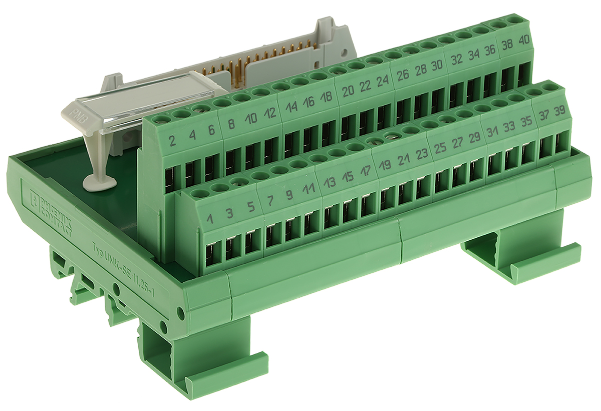 Phoenix Contact 40-Contact Male Interface Module, Flat Ribbon Cable Connector, DIN Rail, 1A