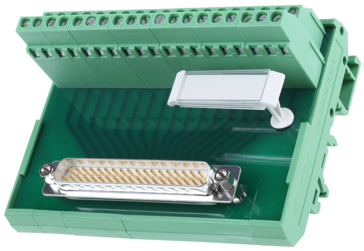 Phoenix Contact FLKM-D37 SUB/S Series 37-Contact Male Interface Module, D-Sub Connector, DIN Rail, 2.5A