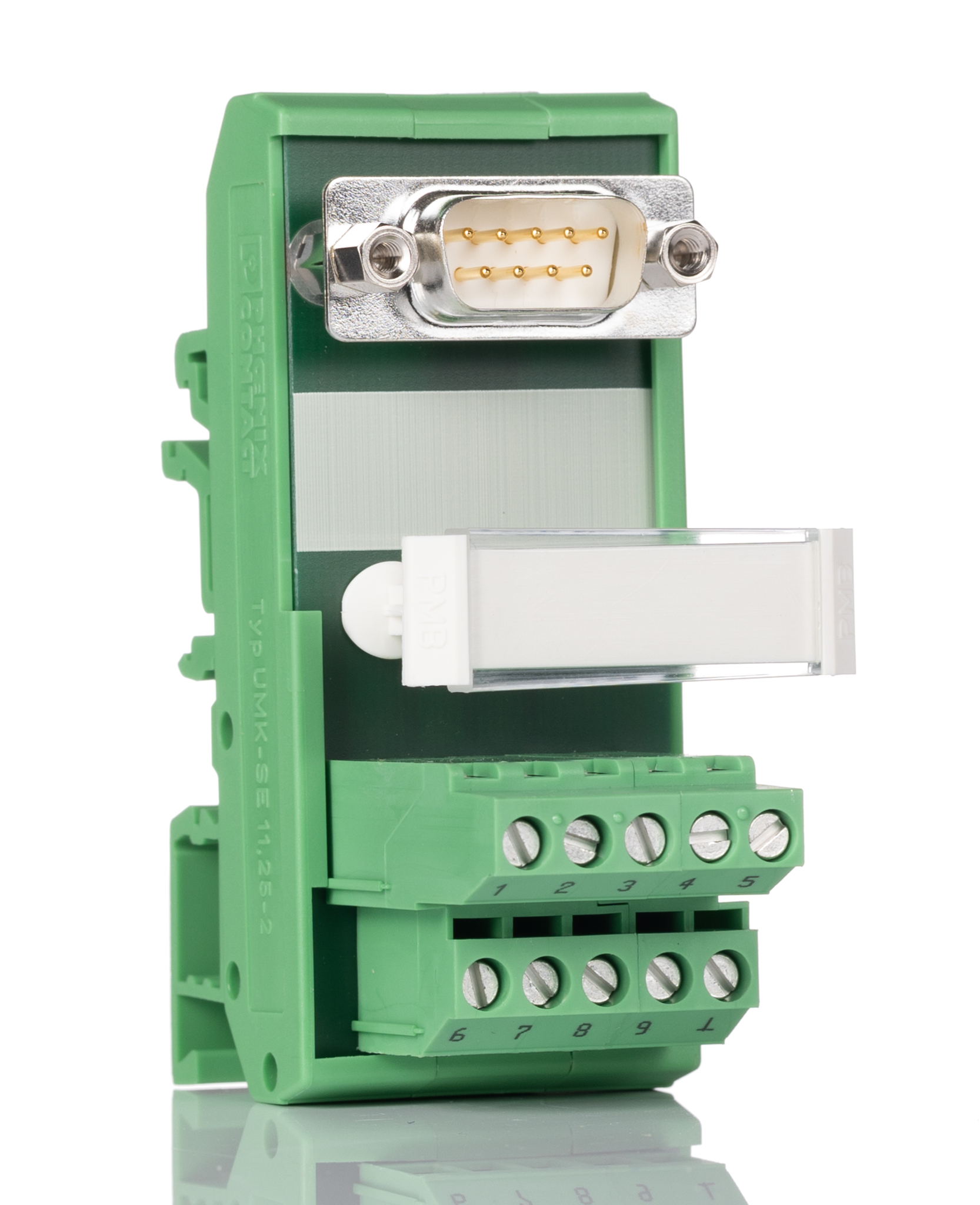 Phoenix Contact FLKM-D9 SUB/S Series 9-Contact Male Interface Module, D-Sub Connector, DIN Rail, 2.5A
