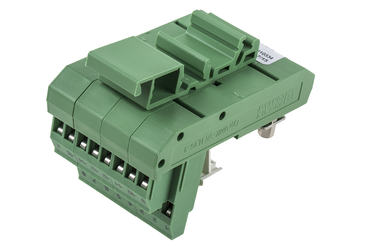 2281131 Phoenix Contact FLKM-D15 SUB/S Series 15-Contact Male Interface Module, D-Sub Connector, DIN Rail, 2.5A