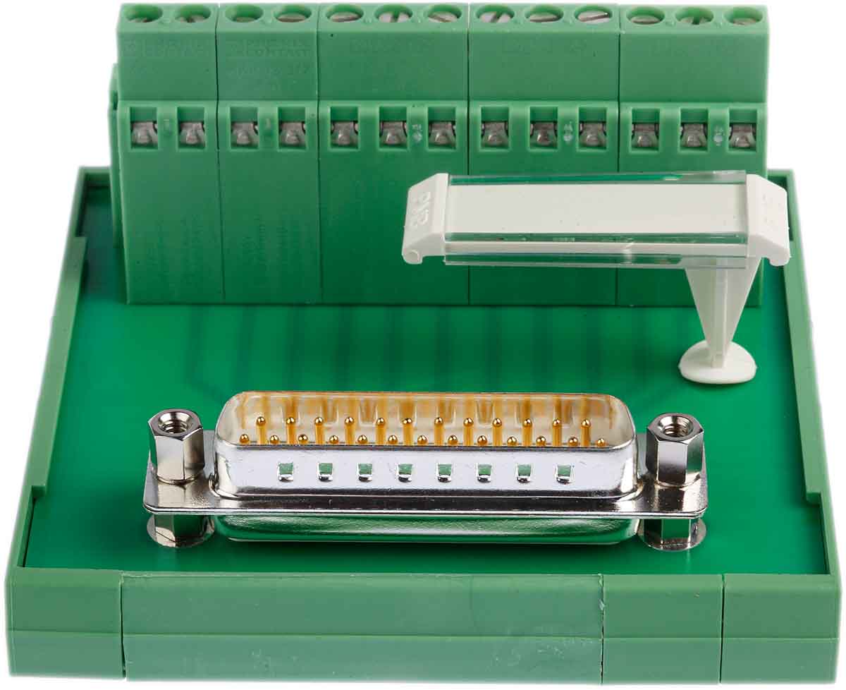 2281144 Phoenix Contact FLKM-D25 SUB/S Series 25-Contact Male Interface Module, D-Sub Connector, DIN Rail, 2.5A