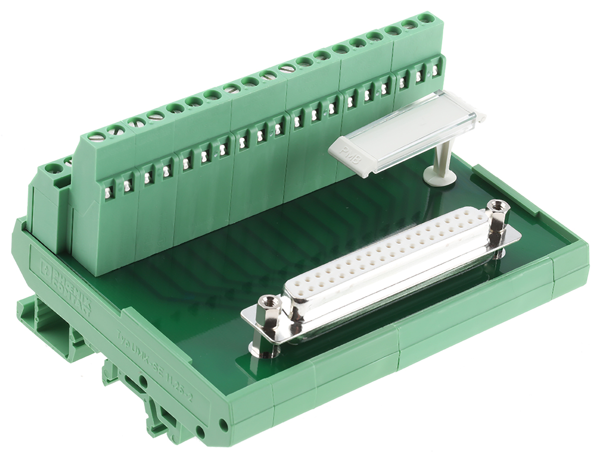 2281212 Phoenix Contact FLKM-D37 SUB/B Series 37-Contact Female Interface Module, D-Sub Connector, DIN Rail, 2.5A