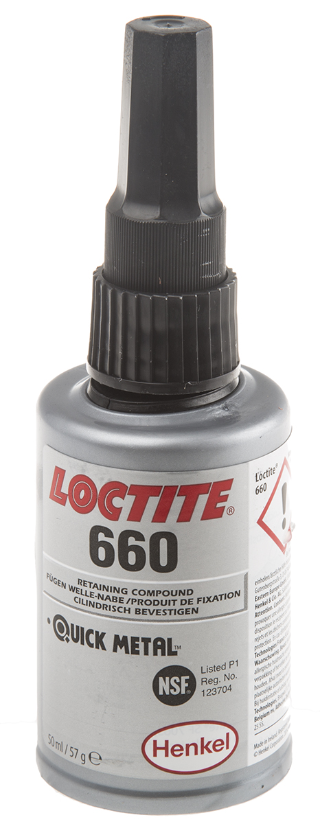 Loctite Grey Loctite Quick-Metal 660 High Strength, Retaining Compound Gel Bottle 50 ml, 150 °C, -55 °C