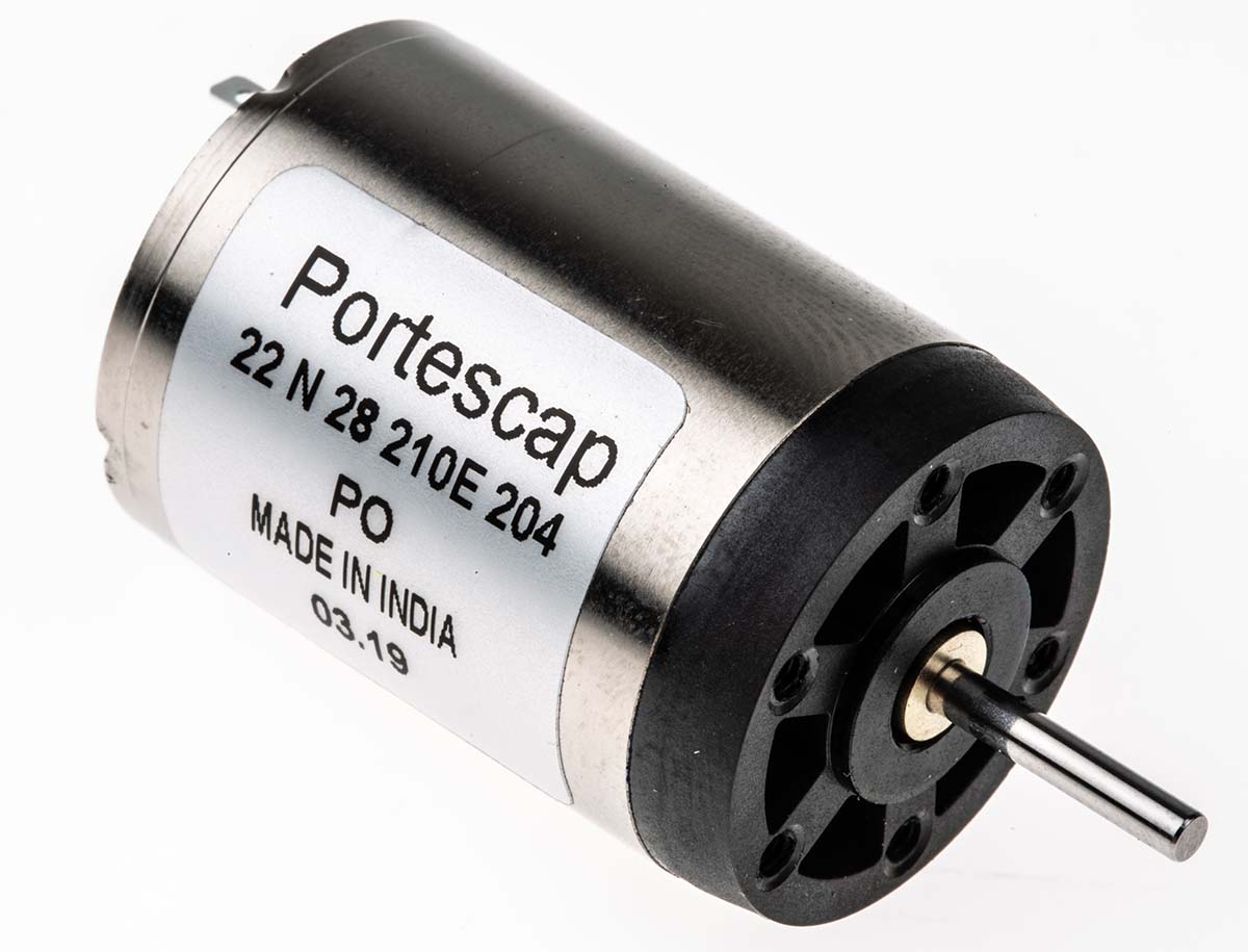 Portescap Low Inertia Type Servo Motor DC Motor, 3.8 W, 12V dc, 7.3 mNm, 5900rpm, 2 mm Shaft Diameter