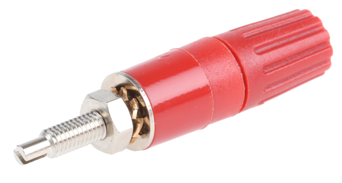 Staubli, Red 15A Binding Post With Brass Contacts and Nickel Plated - 2 mm Hole Diameter