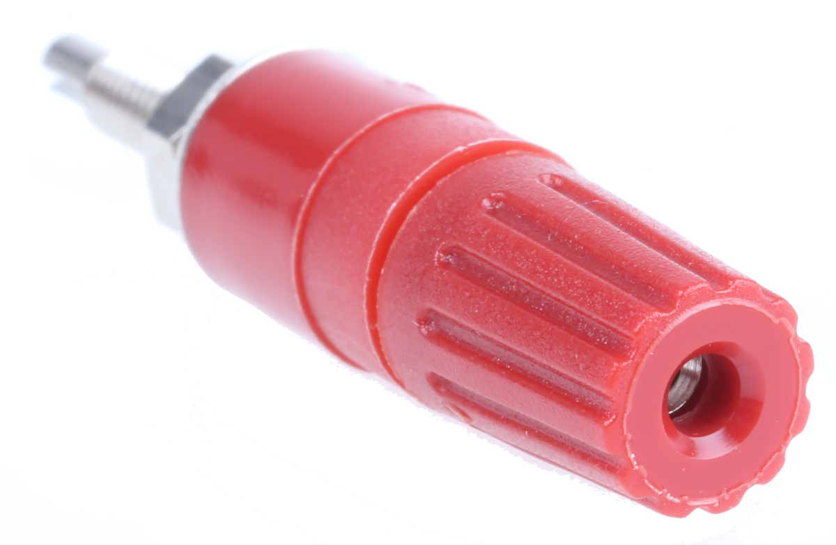230290-22 Staubli, Red 15A Binding Post With Brass Contacts and Nickel Plated - 2 mm Hole Diameter