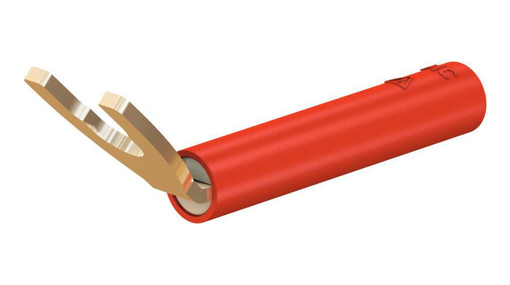Staubli, B4-I/KS Insulated Fork Terminal, 4 mm Stud Size, Red