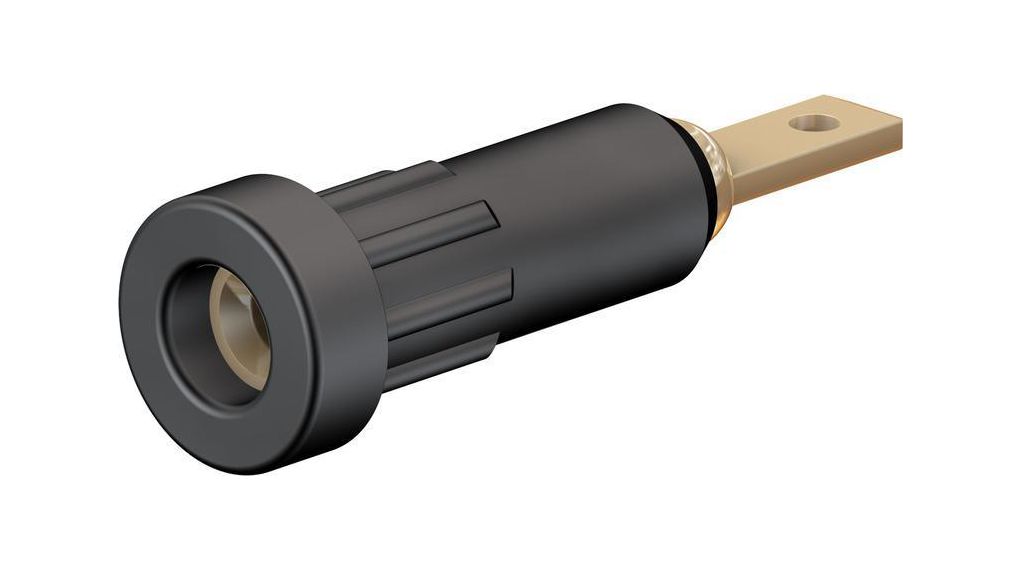 Staubli Black Female Banana Socket, 2 mm Connector, Press Fit Termination, 30V, 60 V, 10A, Gold Plating