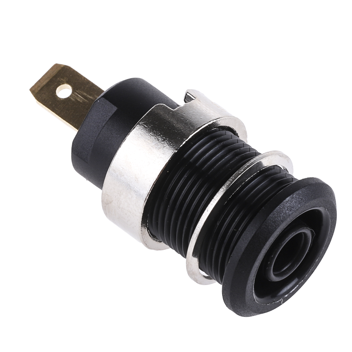 Staubli Black Female Banana Socket, 4 mm Connector, Tab Termination, 1000V, 24A, Gold Plating