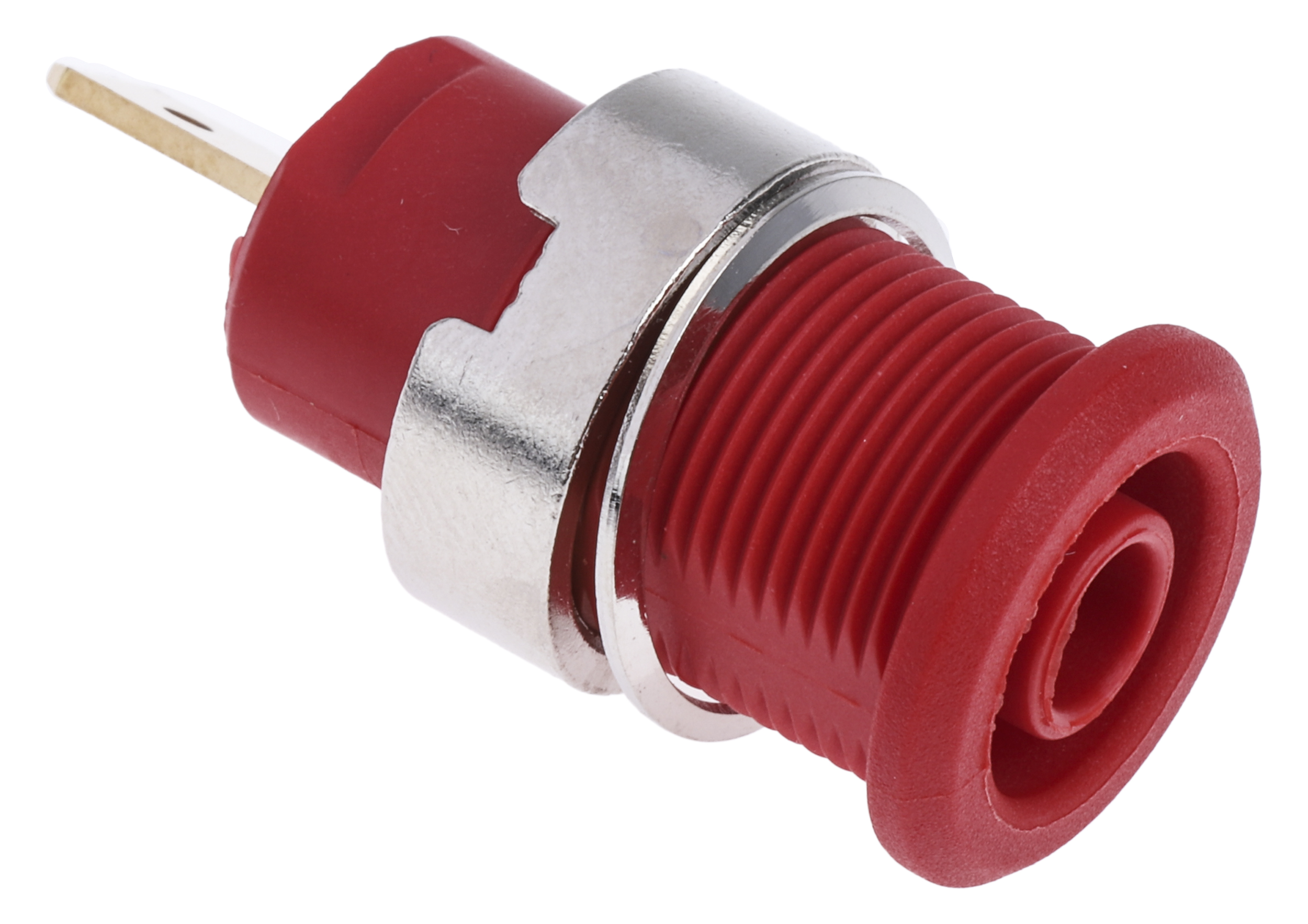Staubli Red Female Banana Socket, 4 mm Connector, Tab Termination, 1000V, 24A, Gold Plating
