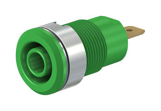Staubli Green Female Banana Socket, 4 mm Connector, Tab Termination, 1000V, 24A, Gold Plating