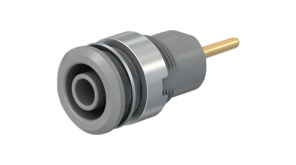 Staubli Grey Female Banana Socket, 4 mm Connector, Screw Termination, 1kV, 24A, Gold Plating