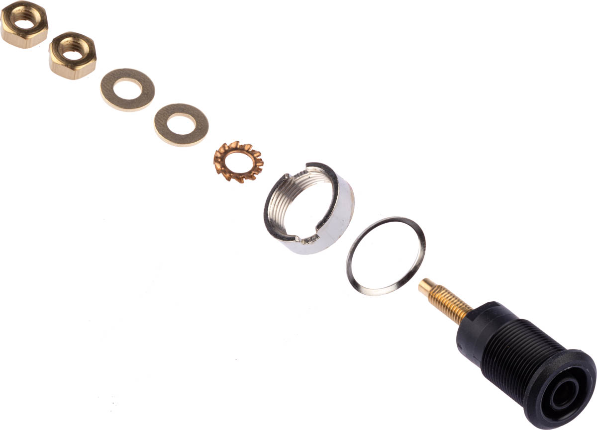 Staubli Black Female Banana Socket, 4 mm Connector, Solder Termination, 1000V, 32A, Gold Plating