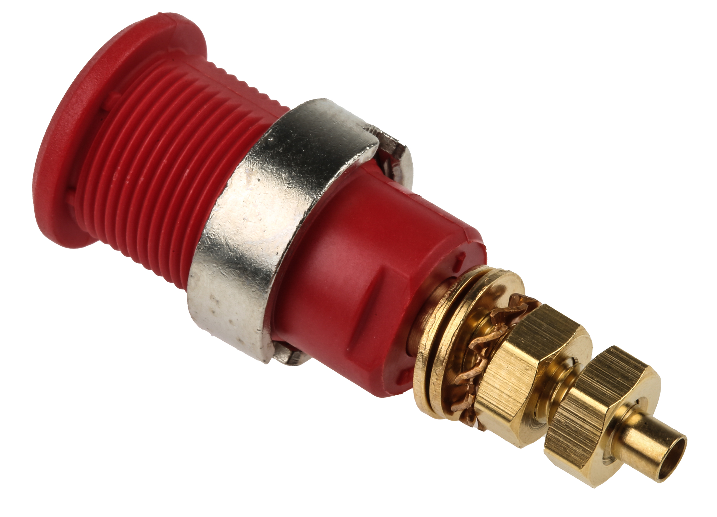 Staubli Red Female Banana Socket, 4 mm Connector, Solder Termination, 1000V, 32A, Gold Plating