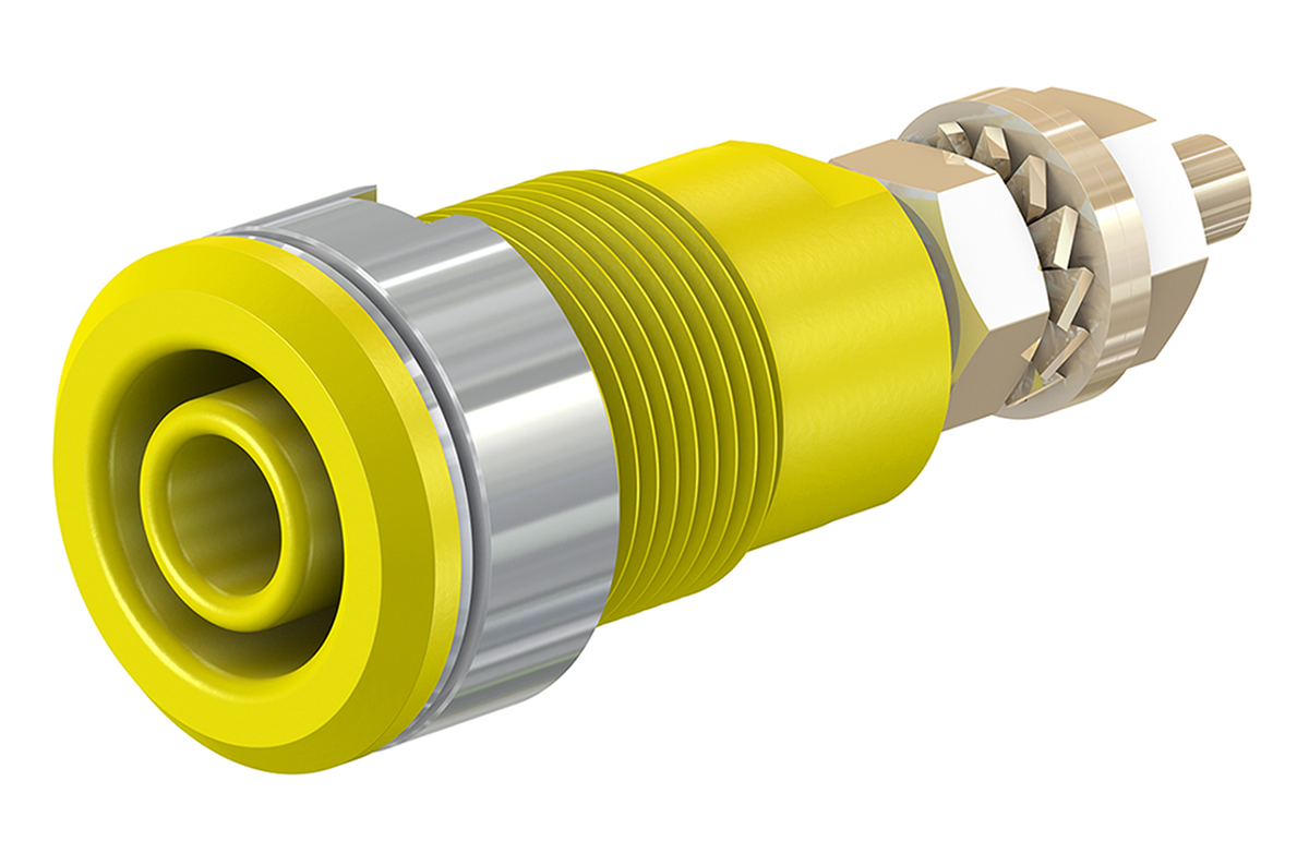 Staubli Yellow Female Banana Socket, 4 mm Connector, Solder Termination, 1000V, 32A, Gold Plating