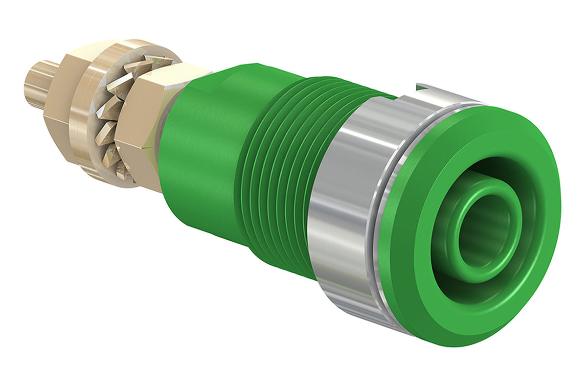 Staubli Green Female Banana Socket, 4 mm Connector, Solder Termination, 1000V, 32A, Gold Plating