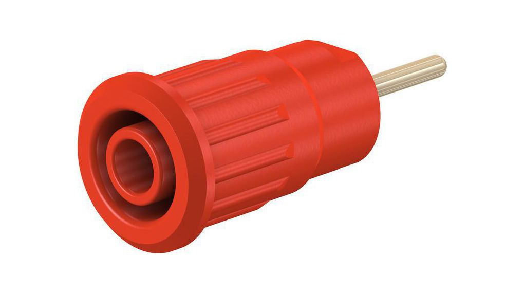 Staubli Red Female Banana Socket, 4 mm Connector, Press Fit Termination, 1kV, 24A, Gold Plating