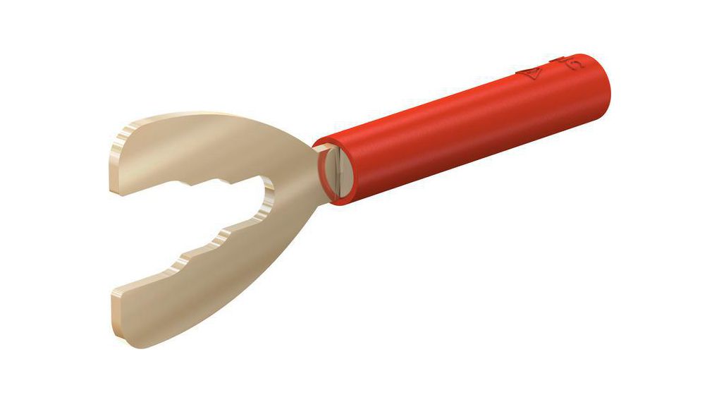 Staubli, B4-I/K Insulated Fork Terminal, 4 mm Stud Size, Red