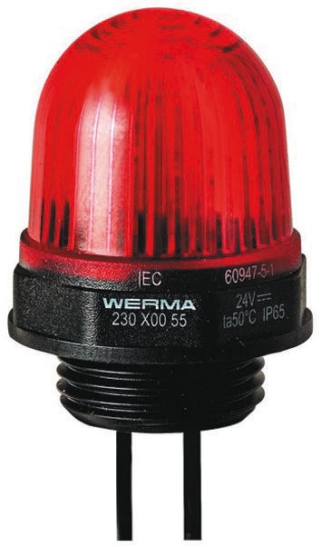 Werma EM 230 Series Red Steady Beacon 230V ac, LED Bulb Panel, IP65