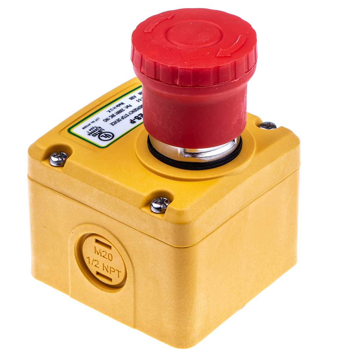230001 IDEM ES Series Twist Release Emergency Stop Push Button, Surface Mount, 2 NC/1 NO, IP67
