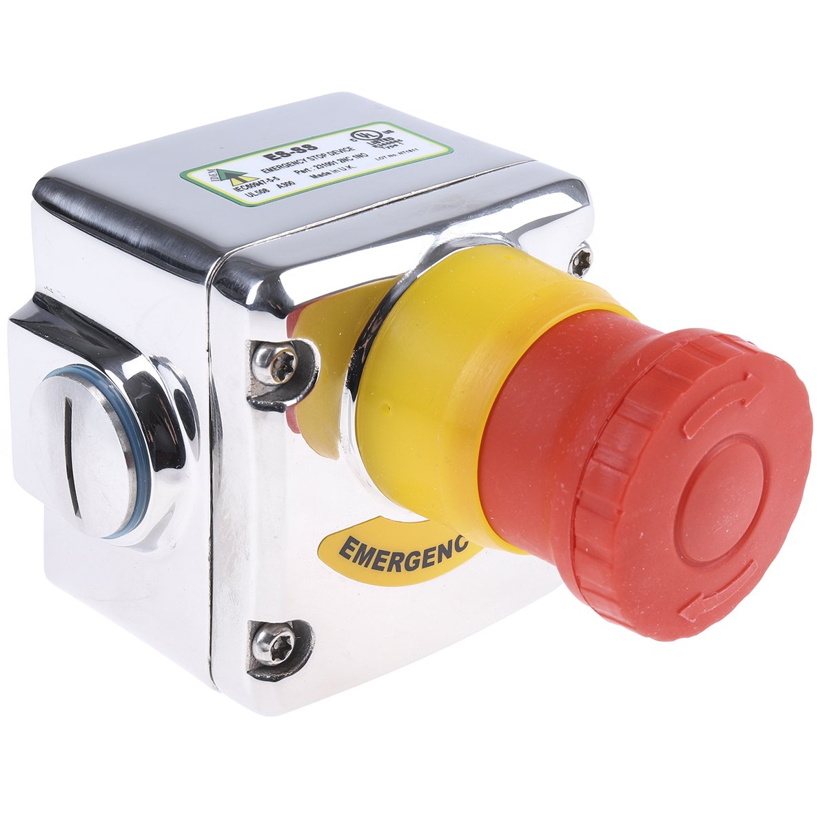 IDEM ES Series Twist Release Emergency Stop Push Button, Surface Mount, 2 NC/1 NO, IP69K