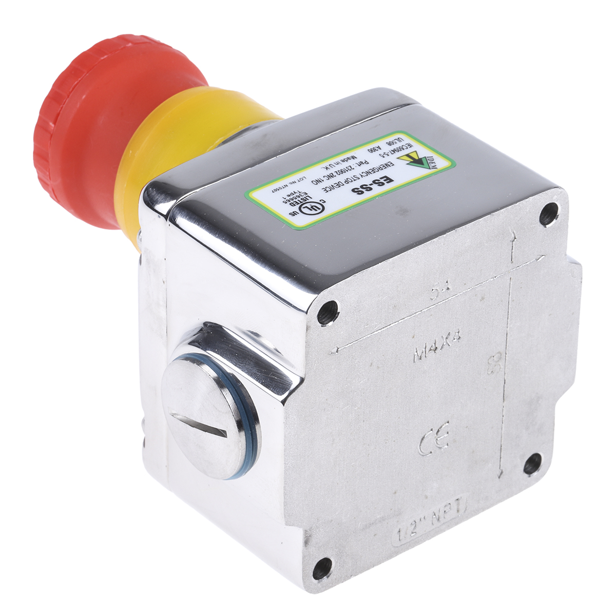 231002 IDEM ES Series Twist Release Emergency Stop Push Button, Surface Mount, 2 NC/1 NO, IP69K