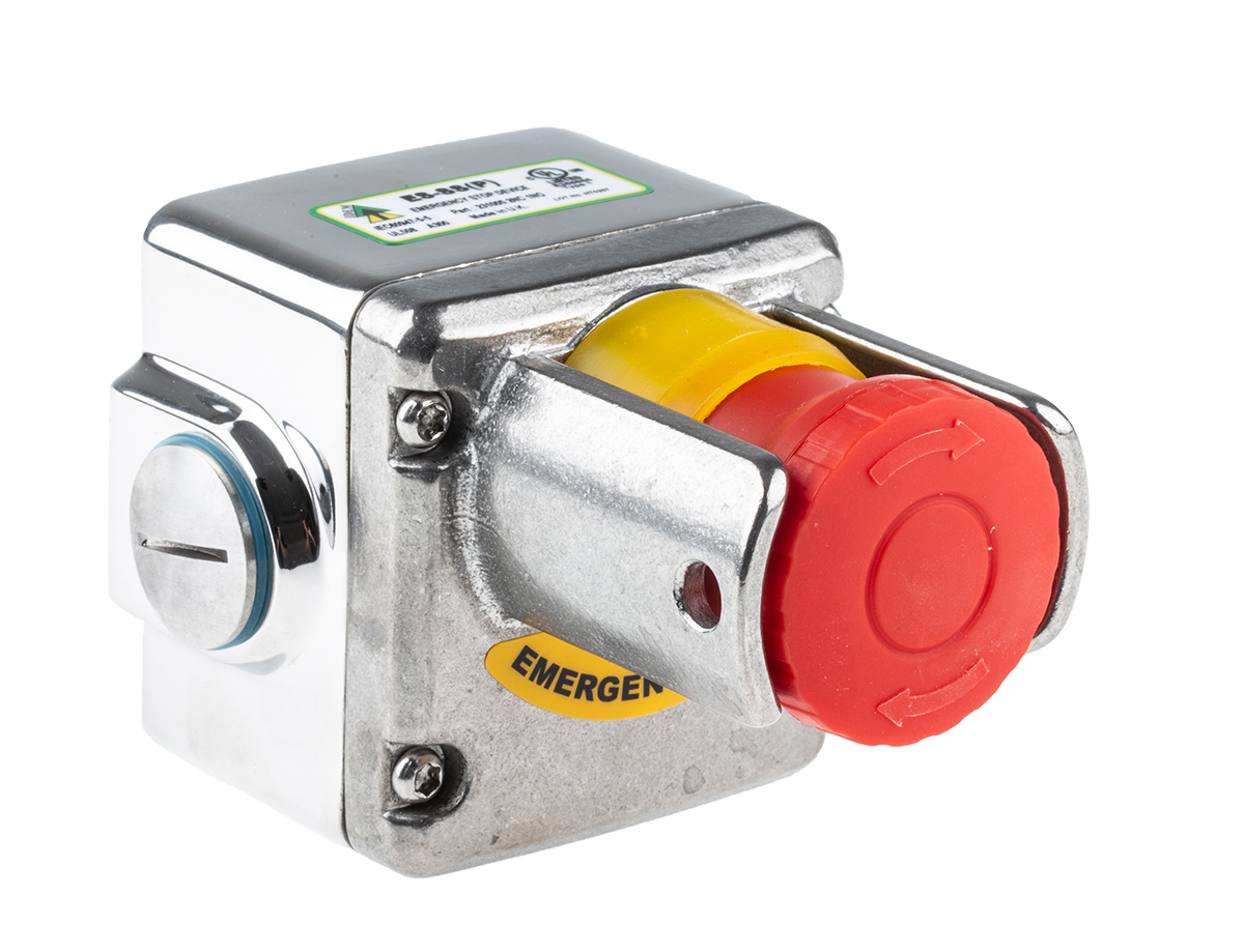 IDEM ES Series Twist Release Emergency Stop Push Button, Surface Mount, 2 NC/1 NO, IP69K