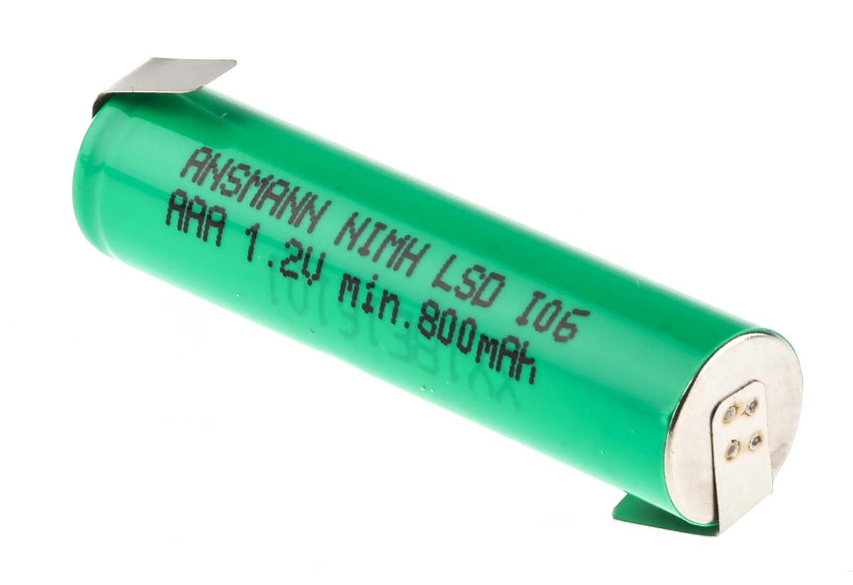2311-3003 Ansmann Nickel Metal Hydride Rechargeable AAA Battery, 800 mAh, 1.2 V