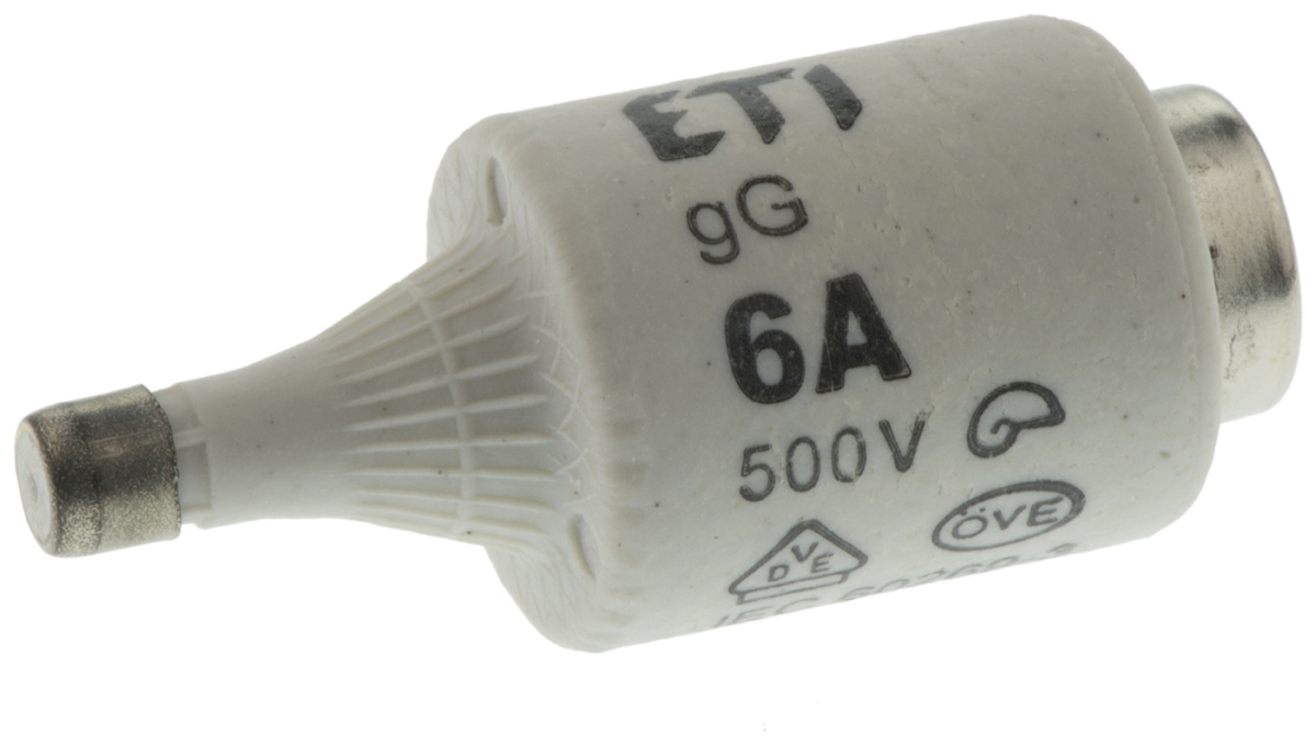 ETI 6A D2 Diazed Fuse, E27 Thread Size, 500V ac