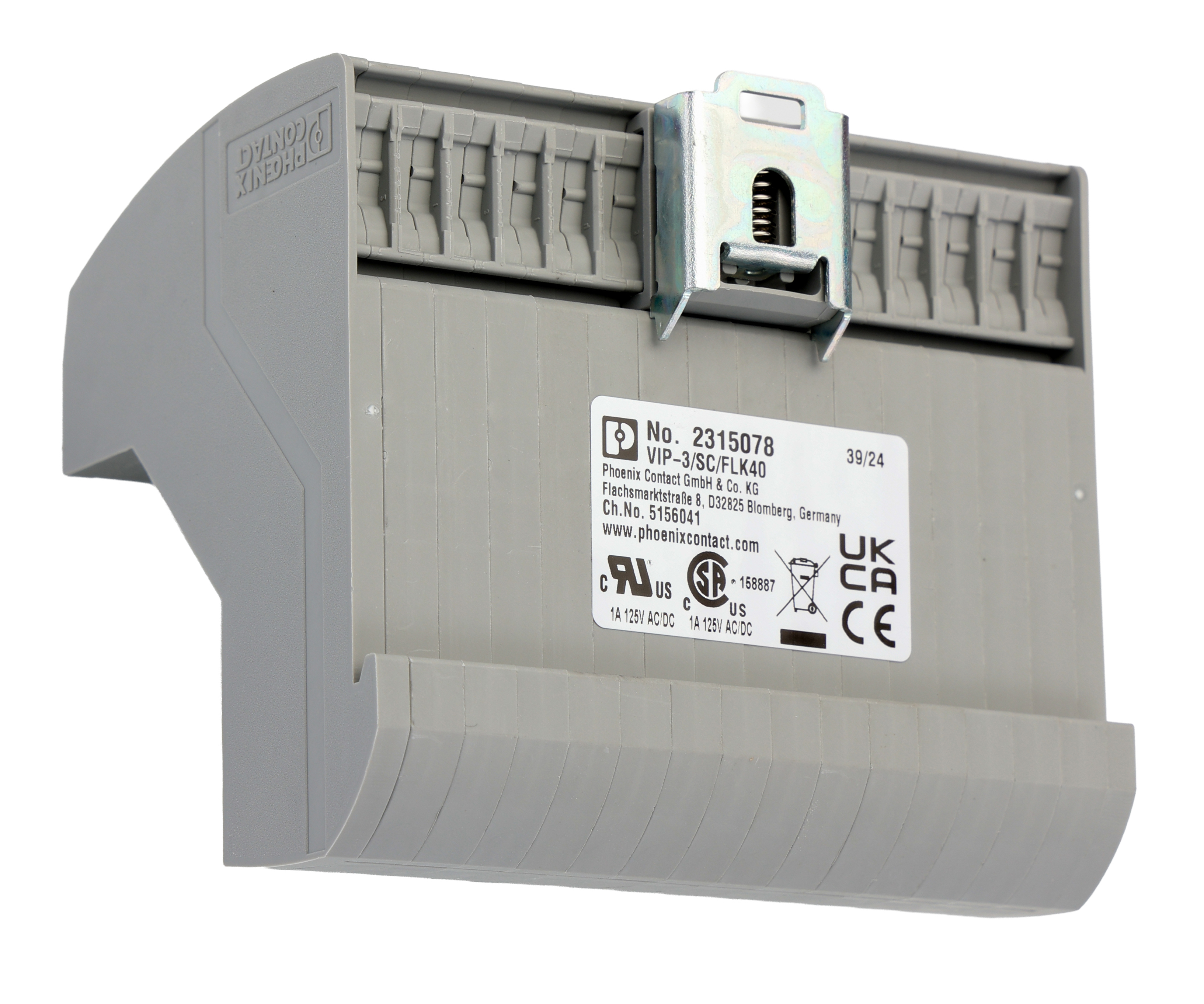 2315078 Phoenix Contact VIP-3/SC/FLK40 Series 40-Contact Male Interface Module, Flat Ribbon Cable Connector, DIN Rail, 1A