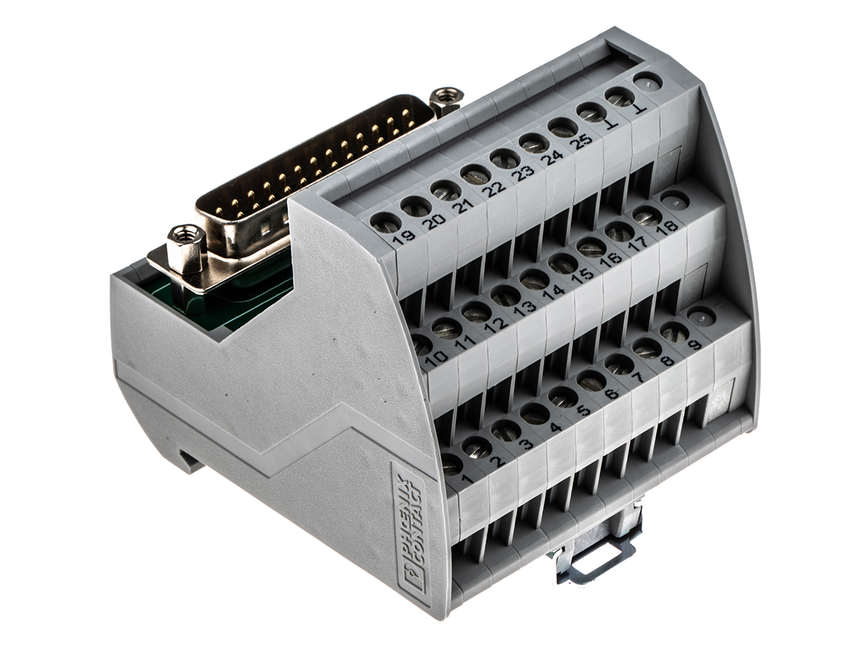 Phoenix Contact VIP-3/SC/D25SUB/M Series 25-Contact Male Interface Module, D-Sub Connector, DIN Rail, 2A