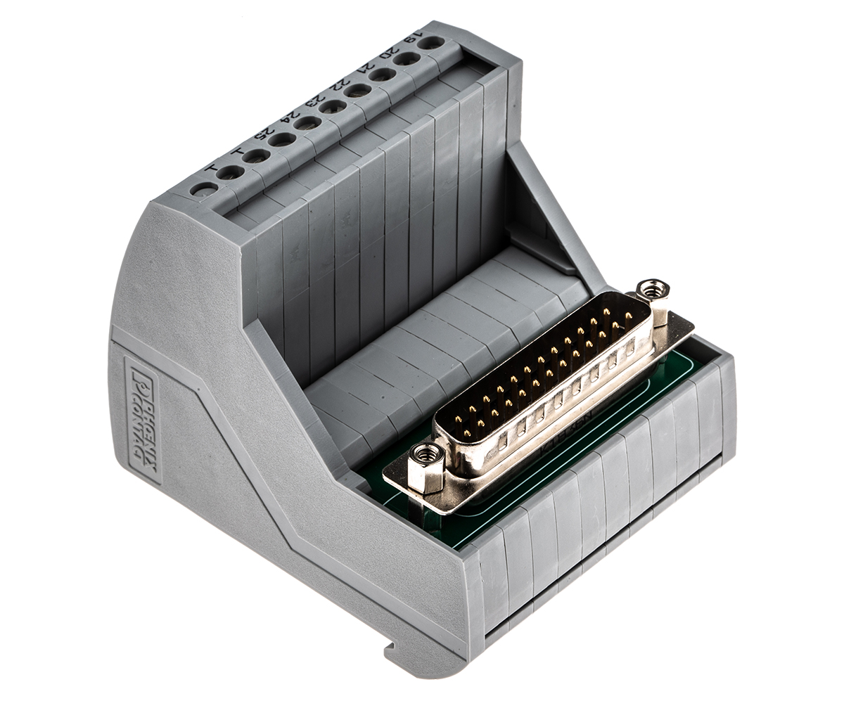 2315133 Phoenix Contact VIP-3/SC/D25SUB/M Series 25-Contact Male Interface Module, D-Sub Connector, DIN Rail, 2A