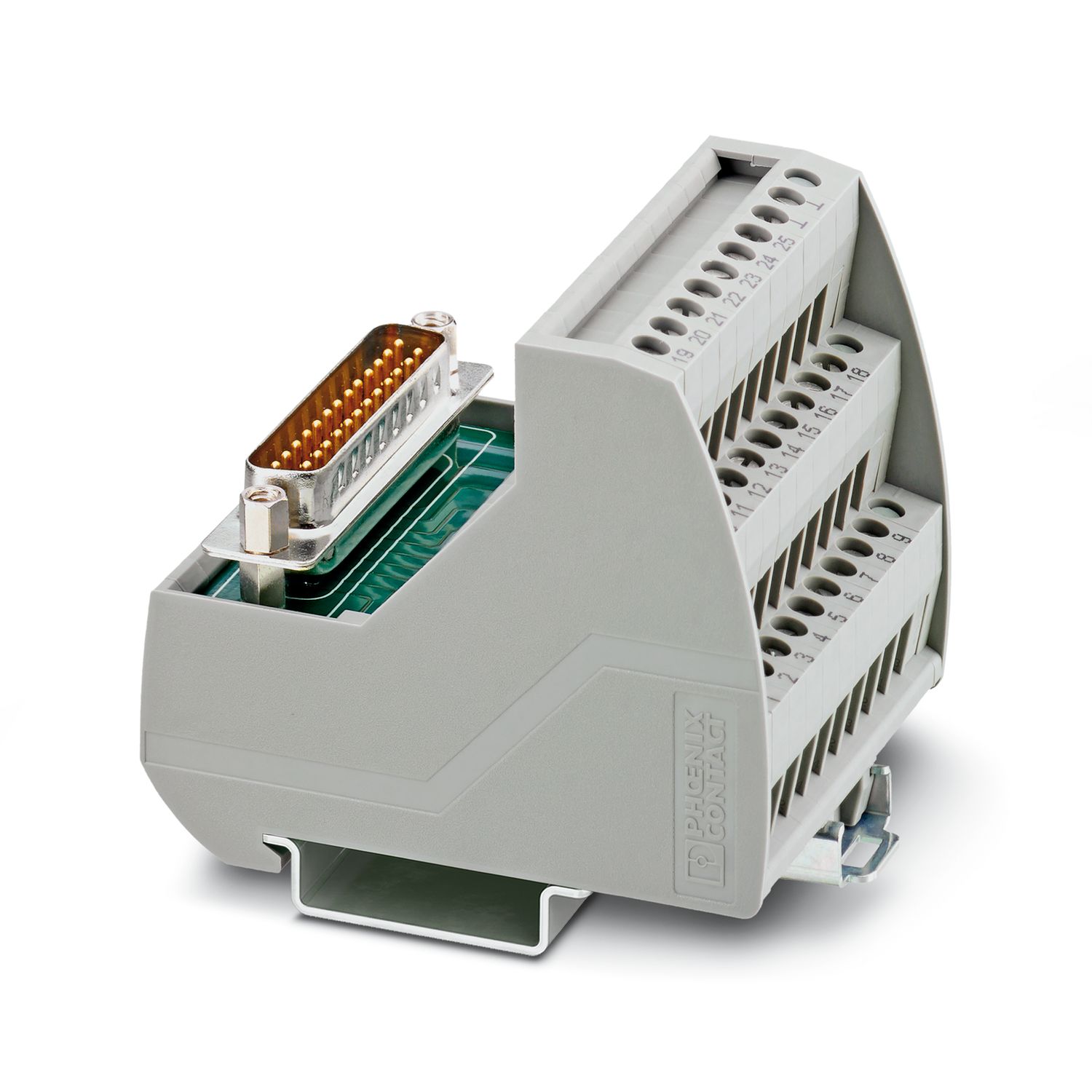 2315133 Phoenix Contact VIP-3/SC/D25SUB/M Series 25-Contact Male Interface Module, D-Sub Connector, DIN Rail, 2A