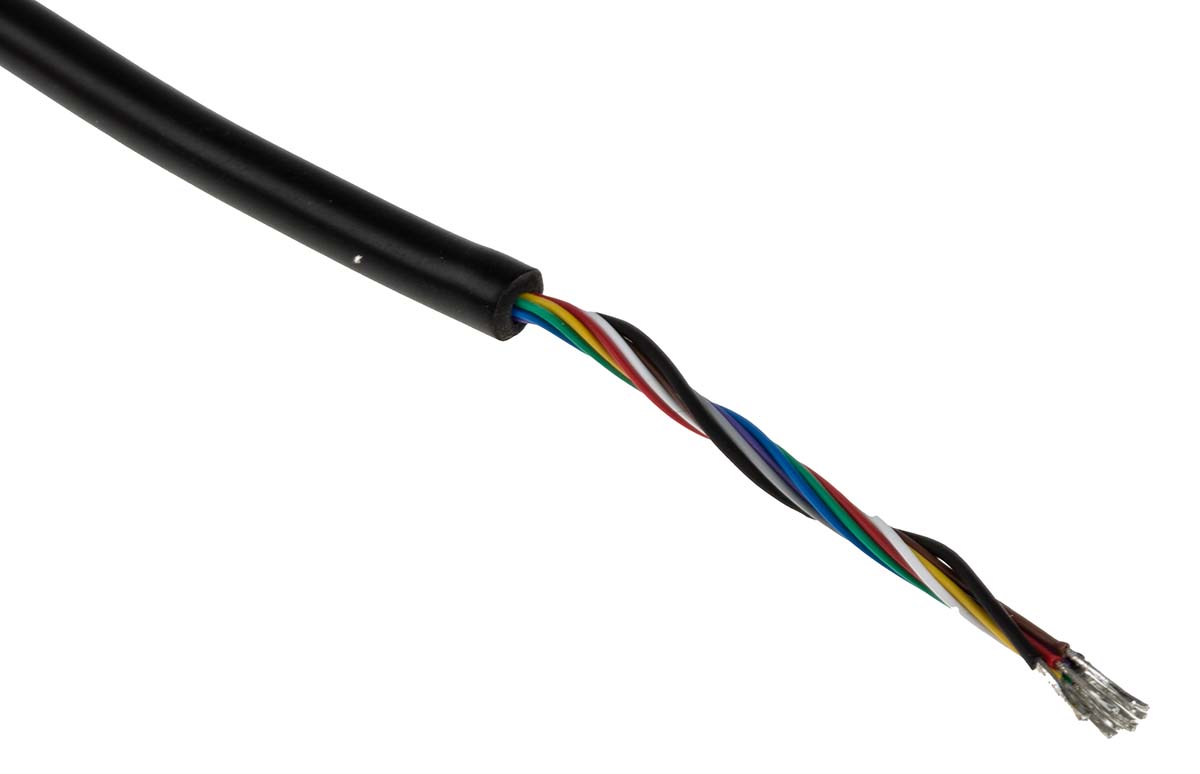 232-8906 RS PRO Male Plug to Free End Black DIN Cable 2 m