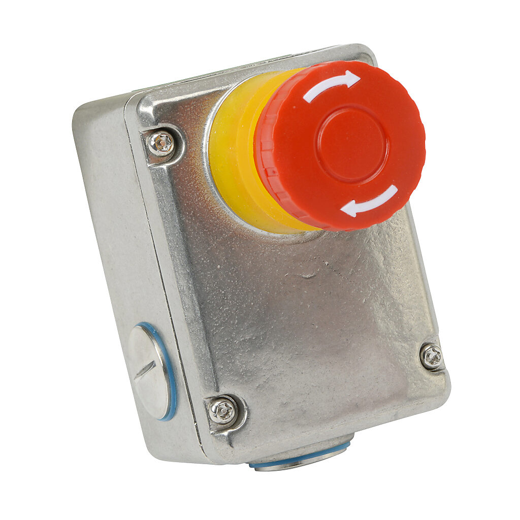 IDEM ESL Series Twist Release Emergency Stop Push Button, Surface Mount, 2 NC/2 NO, IP67, IP69K