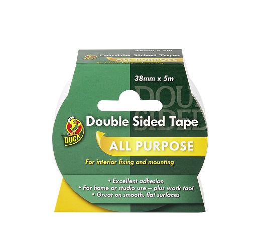 DUCK TAPE Clear Double Sided Polyester Tape, 0.11 mm Thick, Polyester Backing, 38mm x 5 m