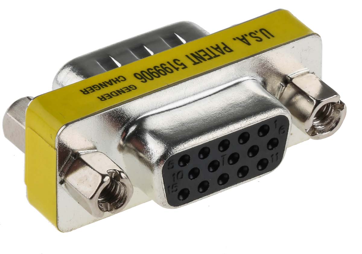 233-8925 RS PRO D-Sub Adapter 15-Way D-Sub to Male Male 15 Way D-Sub Female Female